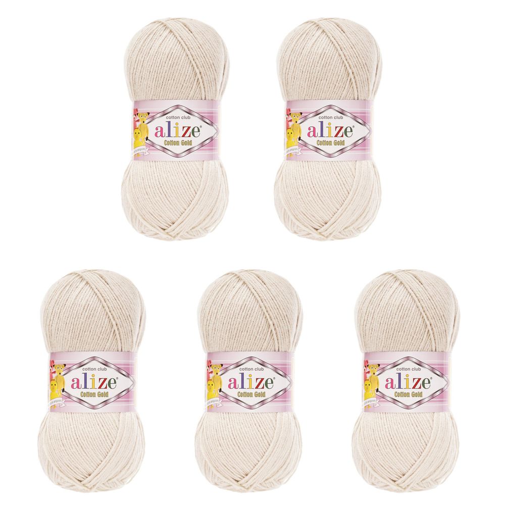Пряжа Alize (Ализе) Cotton Gold / уп.5 мот. по 100 г, 330м, 599 каменный А