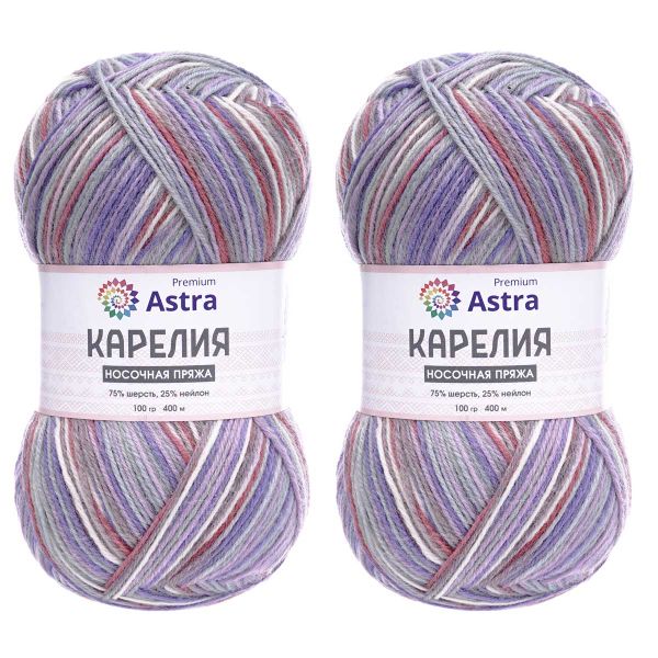 Пряжа Astra Premium (Астра Премиум) Карелия носочная (Karelia sock) / уп.2 мот. по 100 г, 400 м, 1010