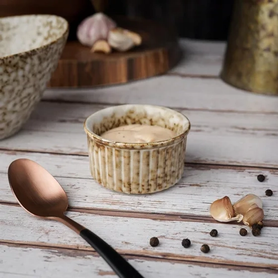 Соусник 90 мл d 7 см h4 см круглый Рамекин фарфор Brown Spider Silk P.L. Proff Cuisine [12]