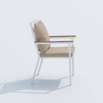 Обеденная группа Ideal Patio  ТЕЛЛА ФЕСТА плюс каркас белый, стол тик 180, ткань бежевая