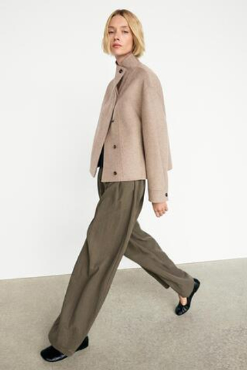 Massimo Dutti Короткая куртка из шерстяной смеси, серо-коричневый
