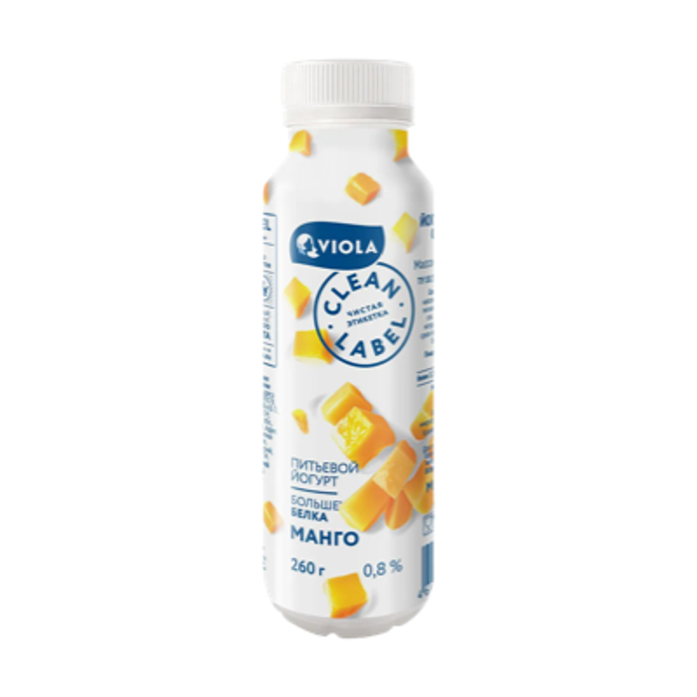 Йогурт питьевой Clean Label с манго. Массовая доля жира 0,8%, 260г