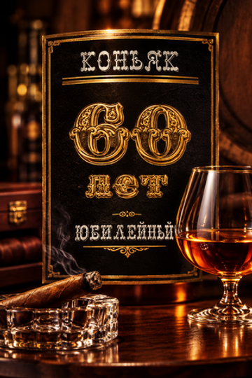 Наклейка на бутылку Коньяк юбилейный 60 лет