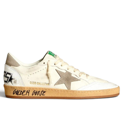Women's Golden Goose Ball Star Nappa leather with Grey Nubuk star and Grey heel tab