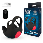 Черная вибронасадка на пенис и мошонку Bior Toys Sex Expert SEM-55231