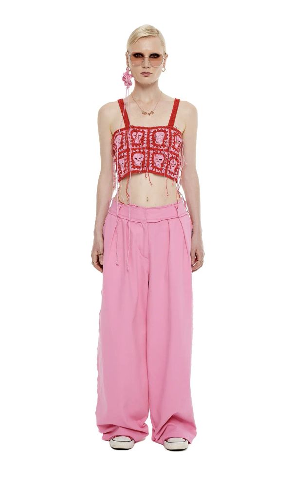 Брюки Cut-off розовые - фото 1