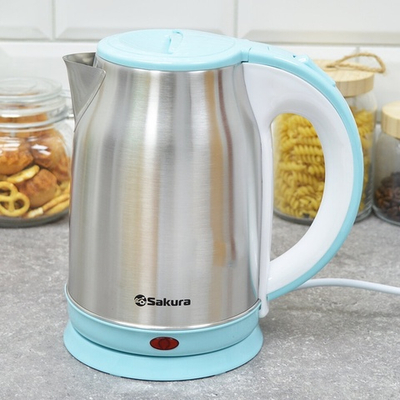 Чайник электрический 1,8л Sakura SA-2147BL, нерж/голубой