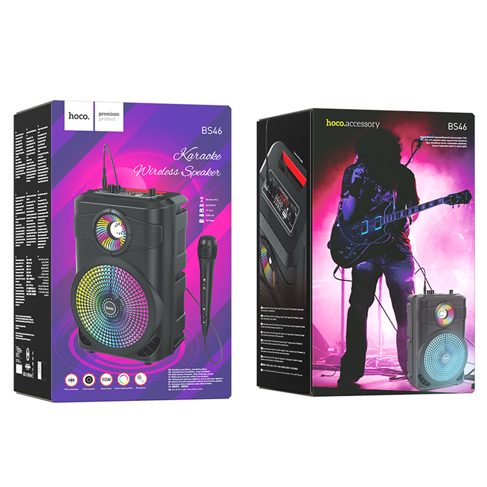 Колонка портативная беспроводная Hoco BS 46с микрофоном,bluetooth,пульт,подсветка