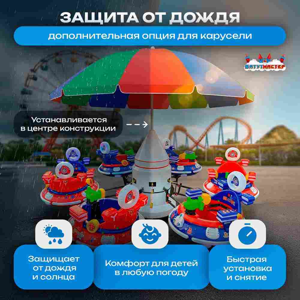 Детская карусель с подъёмом «Весёлые лягушата», 8×8×3,6 м