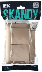 SKANDY Розетка 2-местная и крышкой 16А в сборе IP44 SK-R12Sa песочный IEK
