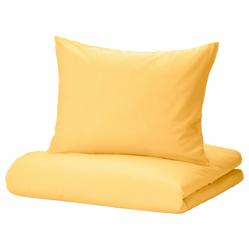 Комплект постельного белья IKEA NATTSVARMARE (НАТТСВАРМАРЕ), Односпальный, Желтый, 150x200, 50x80 см