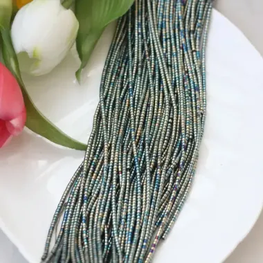 Бусины стеклянные, микс с покрытием, цилиндр, 2 мм, К166