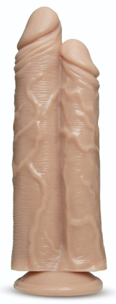 Телесный сдвоенный фаллоимитатор Double Trouble Double Shaft Dildo - 24 см. (Цвет: телесный)