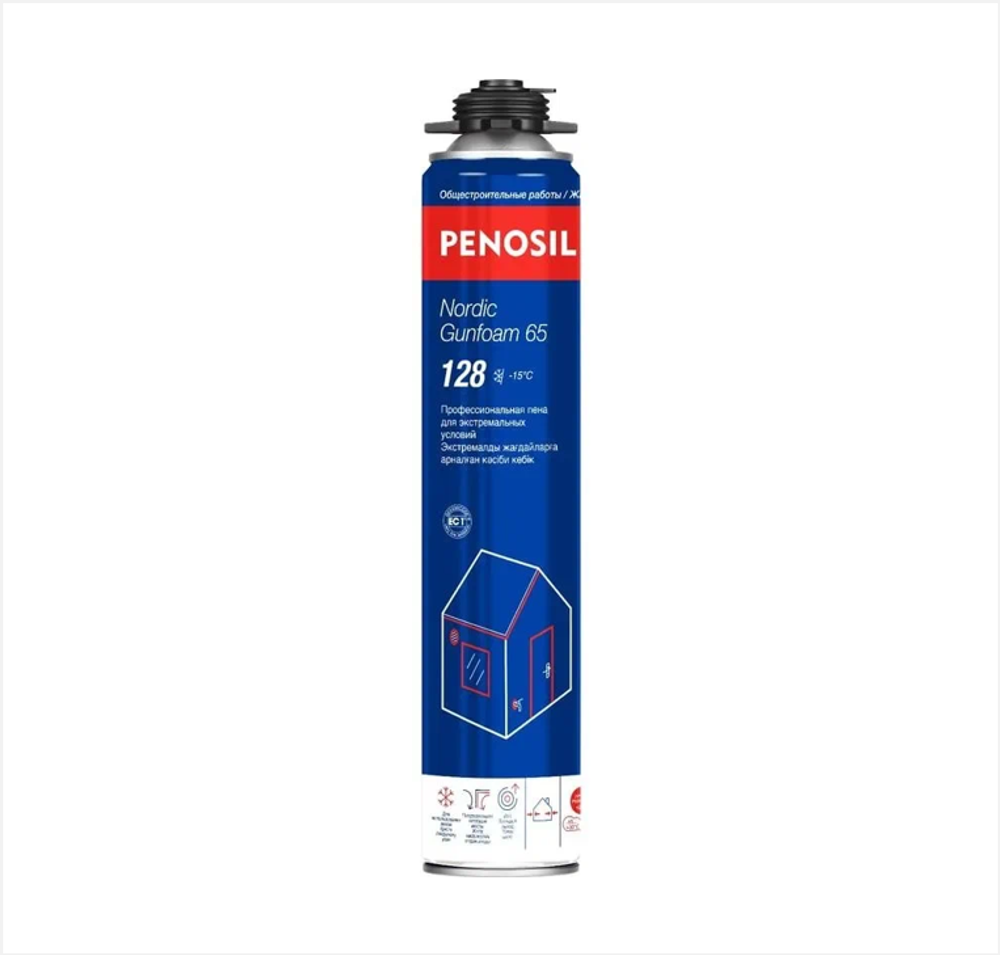 Пена полиуретановая монтажная профессиональная зимняя PENOSIL Gunfoam128 д.экстр.услов. 65 (850мл)