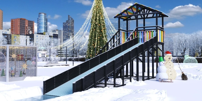 Зимняя деревянная горка Савушка "Зима - 8/1" (Блэк)