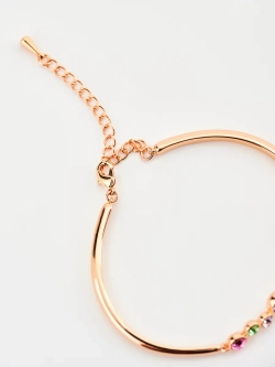 Жесткий браслет Эльза с разноцветными камнями Swarovski