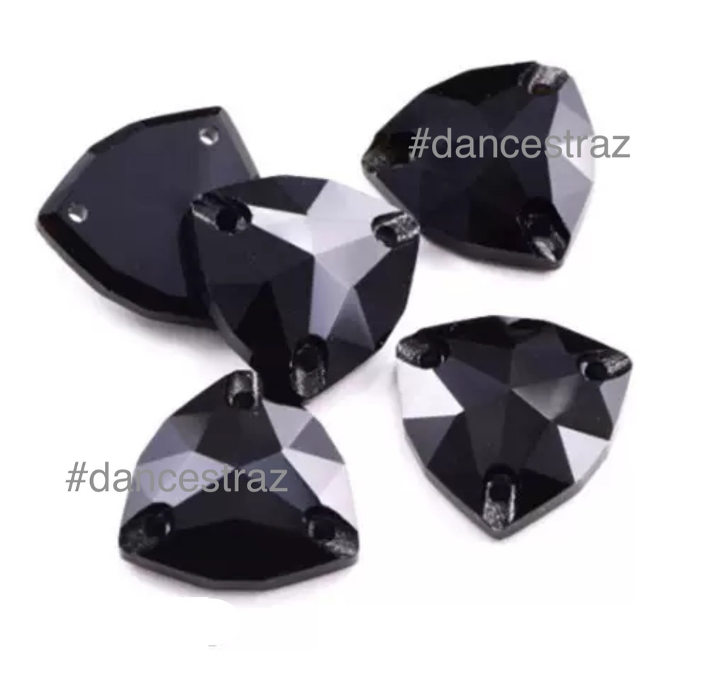 Стразы пришивные, Fat Triangle, Jet, T280, 16mm, (18/108 ea/pkg), 5A+best, (F2)
