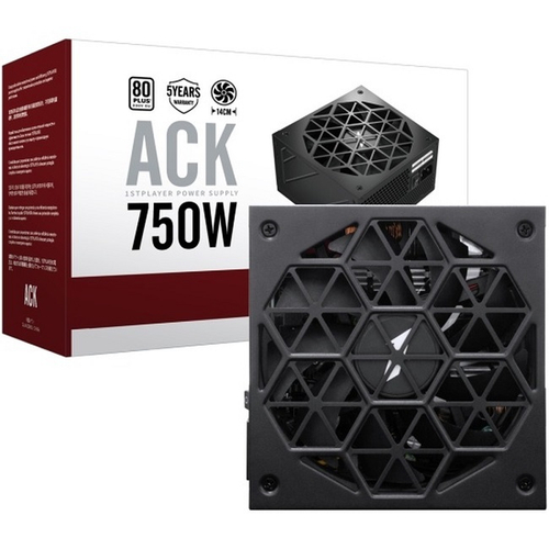 Блок питания 1STPLAYER 750W ACK SILVER, 140 мм, PCIe 5.0, 80 PLUS Silver (HA-750BA7-BK)