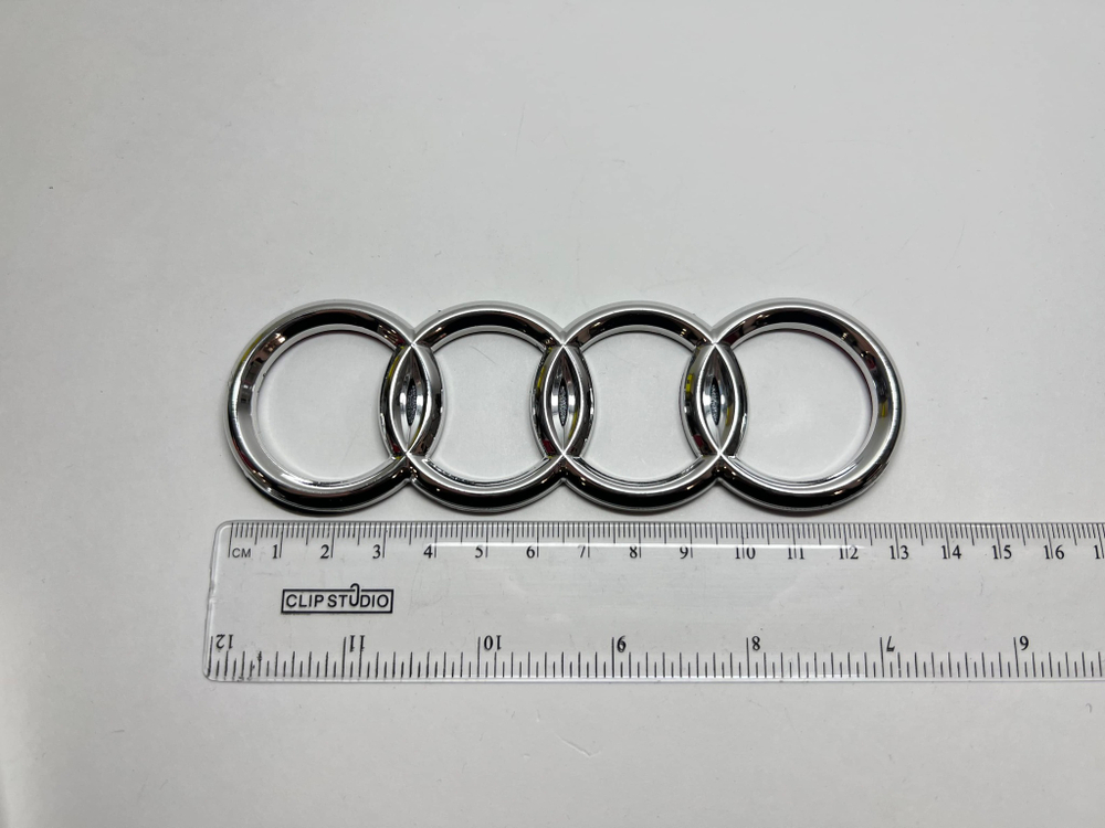 HH-186 / Audi (малый) / Логотип (шильдик, надпись, эмблема) "Audi" 13.7 см для крышки багажника / решетки радиатора / капота (1 шт.)