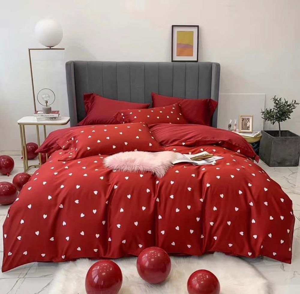 Комплект постельного белья ZEPHYR HOME ЕВРО пг. Мако-Сатин,Египетский хлопок Красный