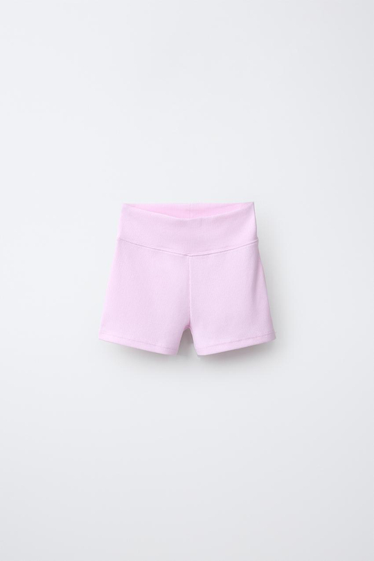 ZARA КОРОТКИЕ ВЕЛОСИПЕДКИ В РУБЧИК, РОЗОВЫЙ
