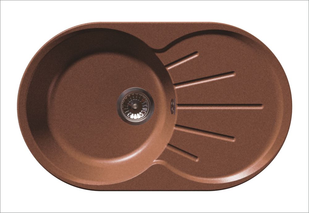 GRANFEST Мойка мрамор RONDO GF-R--750L  чаша с крылом 750*460мм   черный арт.GF-