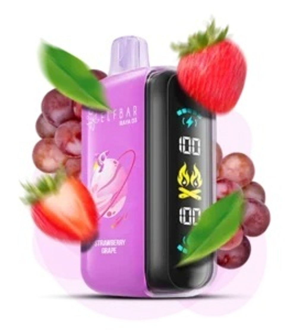 Elf bar Raya D3 Strawberry Grape - клубника-виноград 25000 затяжек 20мг Hard (2% Hard)