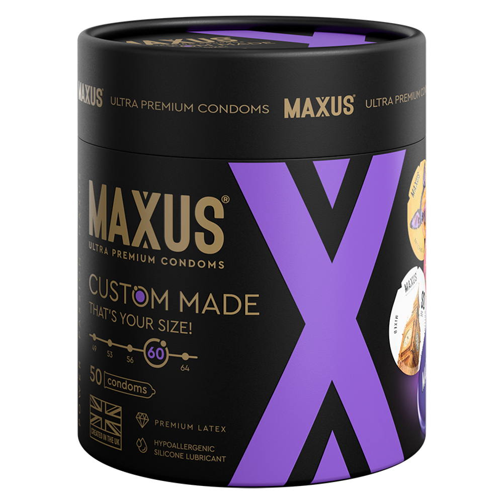 Премиальные увеличенные презервативы №50 в железном кейсе Maxus Custom Made 60 X-Edition 50шт