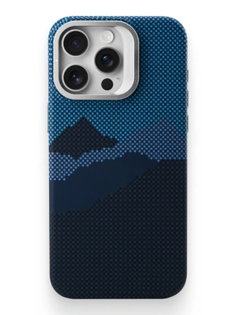 Чехол накладка iPhone 16 Pro 6.3" Gurdini Carbon Design (Magsafe & Lense holder) Mountain Blue