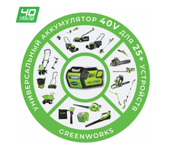 Кусторез штанговый аккумуляторный GREENWORKS G40PHA 40В,51см,без АКБ и ЗУ (2300407)