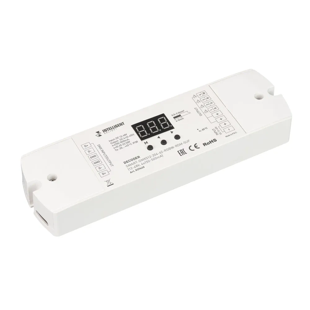 INTELLIGENT ARLIGHT Декодер SMART-DMX512-204-62-RGBW-RDM-SUF (12-48V, 4x150-500mA) (IARL, IP20 Пластик, 5 лет) INTELLIGENT ARLIGHT Декодер SMART-DMX512-204-62-RGBW-RDM-SUF (12-48V, 4x150-500mA) (IARL, IP20 Пластик, 5 лет)