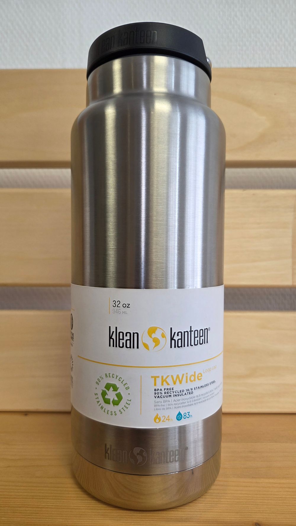 Термобутылка Klean Kanteen TKWide Loop Cap 32oz (946 мл) Brushed Stainless (потертости)