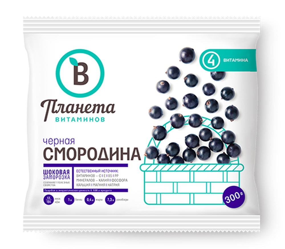 Зам.ягоды Планета Витаминов Черная Смородина 250гр