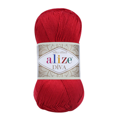 Пряжа Alize (Ализе) Diva / уп.5 мот. по 100 г, 350м, 106 красный A