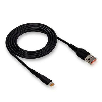 Кабель USB "WALKER" C315, 2.4А, Lightning, поддержка QC, черный