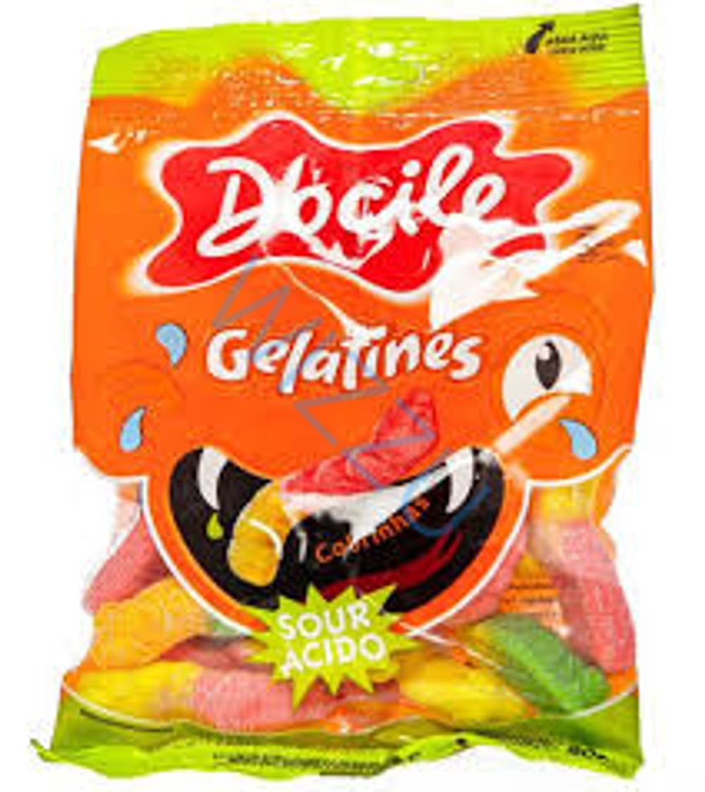 Жевательный мармелад Червячки со вкусом ягод и фруктов Docile Gelatines Worms, 80 г
