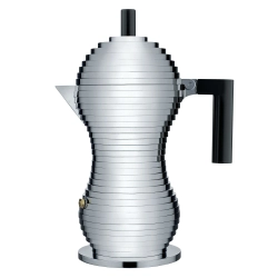 Alessi Алюминиевая турка кофеварка Pulcina на 6 чашек. черная ручка MDL02/6BCH