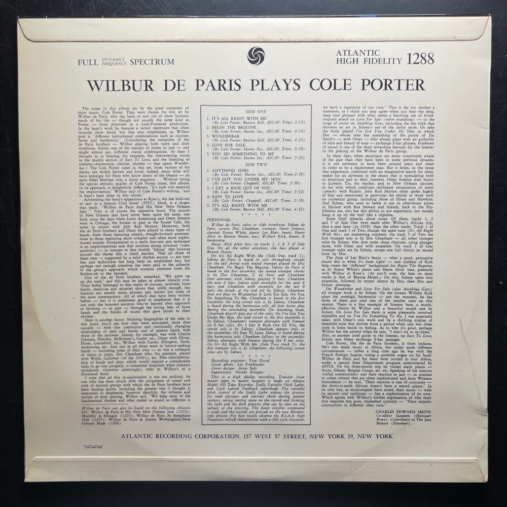 Wilbur De Paris ‎– Plays Cole Porter (Дания 1958г.)