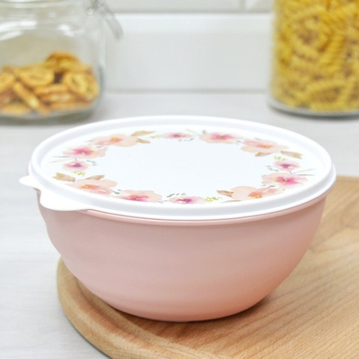 Миска 0,85л с крышкой с декором WAVE (микс)