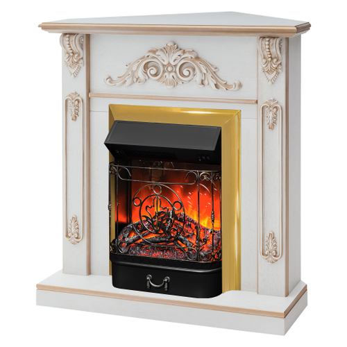 Каминокомплект Real Flame Anita Corner WT с очагом Majestic Lux Brass (угловой)