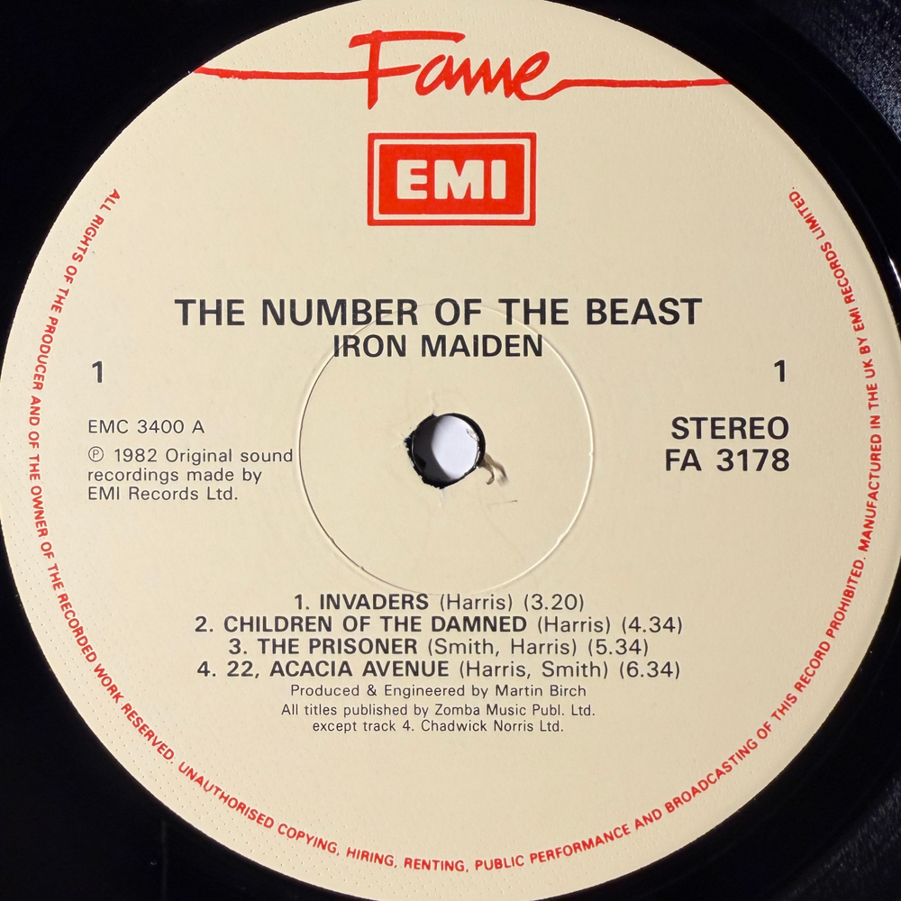 Iron Maiden ‎– The Number Of The Beast (Англия 1987г.)