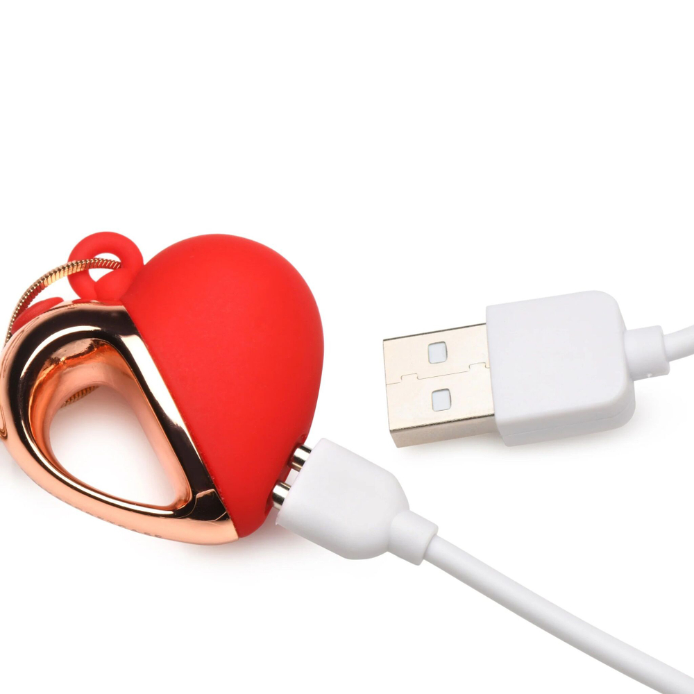 Красное ожерелье с подвеской-вибратором 10X Vibrating Silicone Heart Necklace (Цвет: красный)