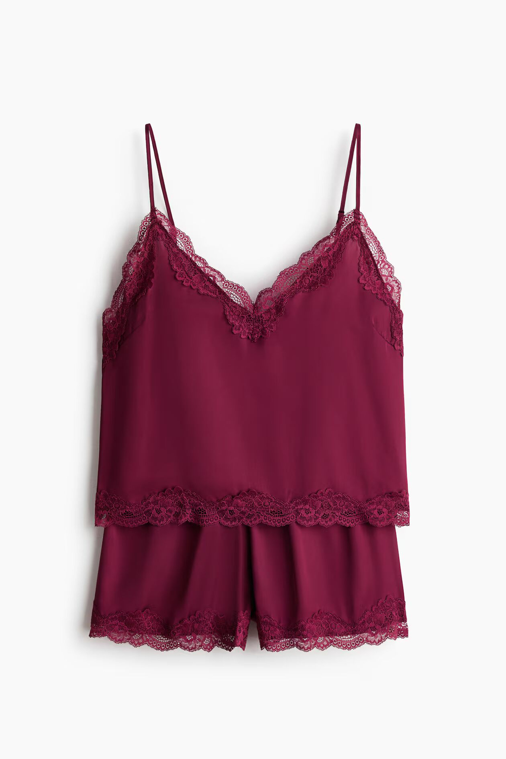 Пижама из атласа с кружевной тесьмой - H&M
