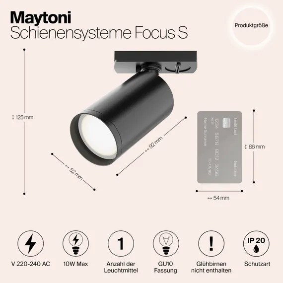 Трековый светильник Focus S TR020-1-GU10-B Maytoni