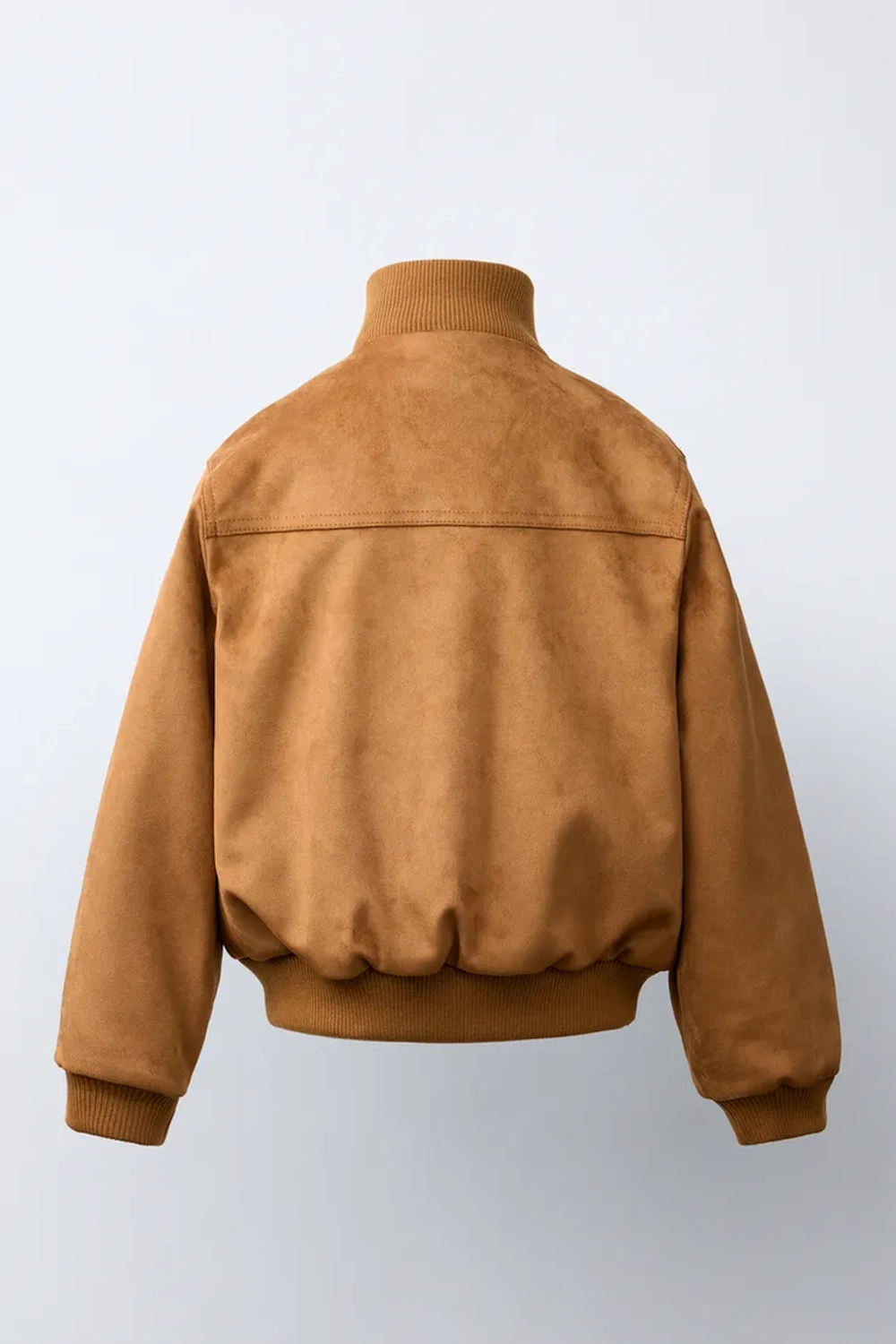 ZARA БОМБЕР ИЗ ИСКУССТВЕННОЙ ЗАМШИ, РЫЖЕВАТО-КОРИЧНЕВЫЙ