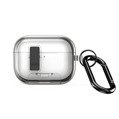 Чехол серый тонированный с магнитным замком для наушников AirPods Pro 3, серия PECR Series Case, в комплекте с карабином