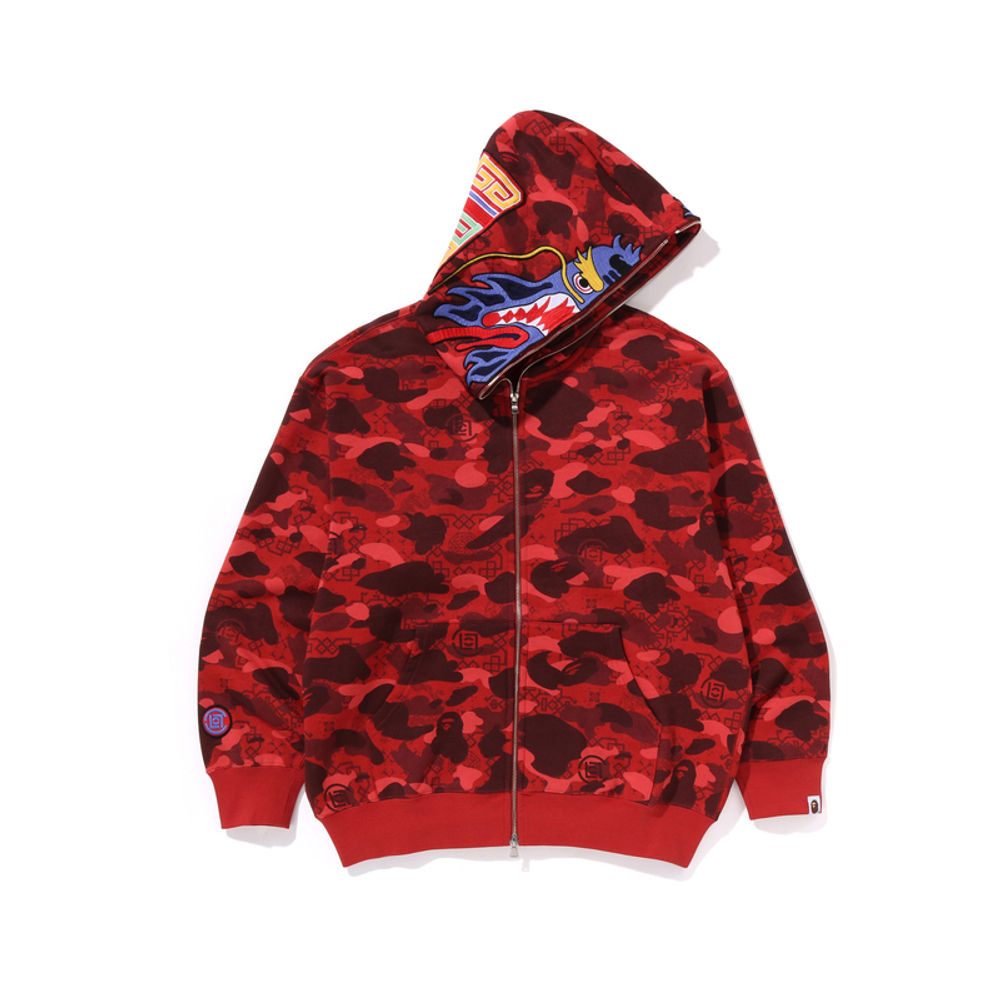 A Bathing Ape X Clot Camo Shark Full Zip Худи красный