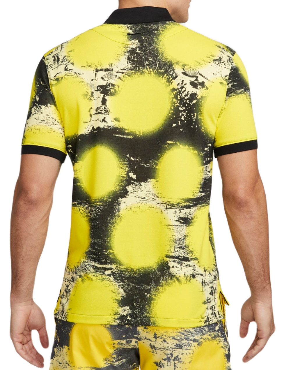 Мужское теннисное поло Nike Polo Printed Slim-Fit Polo - opti yellow/black/black