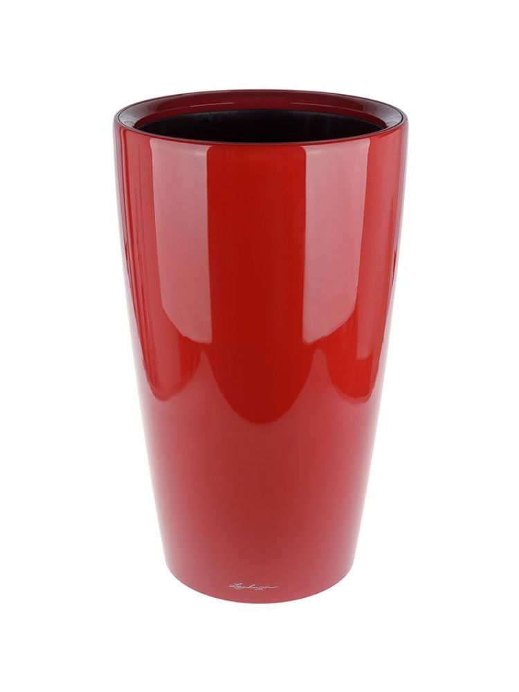 Кашпо Lechuza "Rondo Complete scarlet red high gloss" (пластик), D32xH56 см