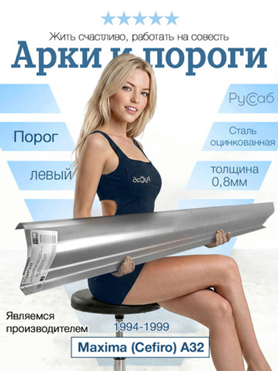 Порог левый Nissan Maxima (Cefiro) A32 1994-1999 (0,8мм)
